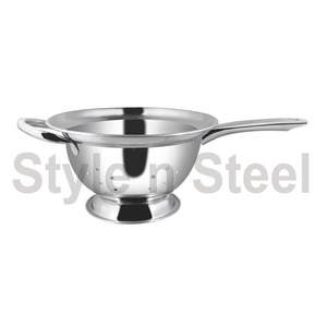 กระชอนสแตนเลสตะแกรงและที่กรองตะกร้าสแตนเลสกระชอนแบนที่มีด้ามยาวที่มีด้ามจับ - Product Image 1