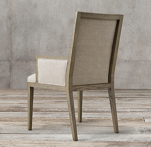 Chaise à dossier carrée avec fauteuil fermé, style français contemporain, en bois - Product Image 3