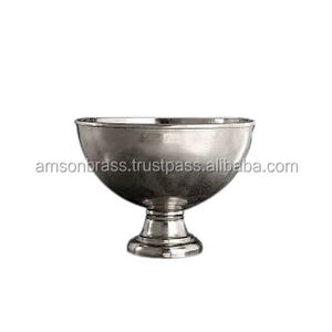 Porte-vin décoratif martelé en métal, acier, finition argentée, seau à glace, refroidisseur de vin martelé de forme ronde - Product Image 5