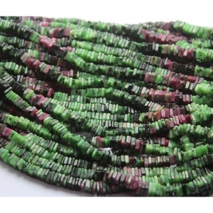Natural Faceted Ruby Zoisite Stone <b>Beads</b> 5mm <b>Heishi</b> Shape 16 Inch Loose Strands for Jewelry Making - Product Image 3