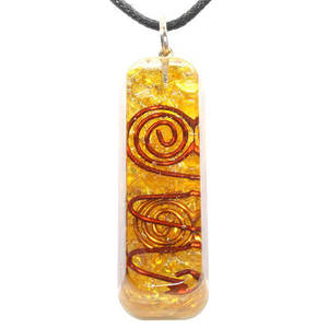 Orgone Citrine Copper Wire <b>Long</b> Pendent - Product Image 1