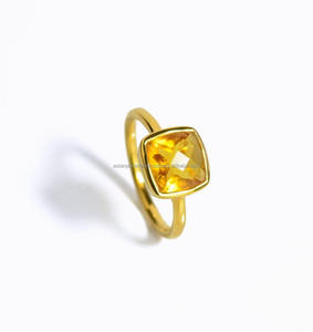 Anillo de plata esterlina 925 hecho a mano con hermoso Topacio dorado, piedras preciosas de cuarzo, joyería de moda, chapado en oro para bodas y fiestas - Product Image 1