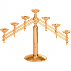 Candelabro de latón pulido Altar Brazo ajustable Estilo religioso Modelo de metal Artesanía de metal hecha a mano - Product Image 4