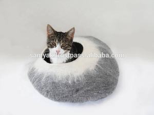 En çok satan merinos keçe kedi mağara yuvarlak şekil pet yatak kapalı köpek kedi aksesuarları-çevre dostu - Product Image 2
