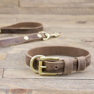 ใหม่ล่าสุดหนังHandmadeสุนัขปลอกคอทองเหลืองทอง,สัตว์เลี้ยง,Customหมวดหมู่WDS-0076 - Product Image 1