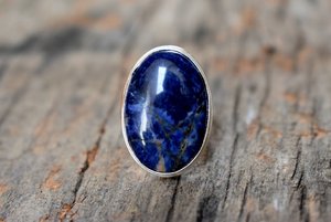 Anillo de sodalita ovalado redondo pera cuadrado piedra preciosa natural cabujón Plata de Ley 925 - Product Image 3
