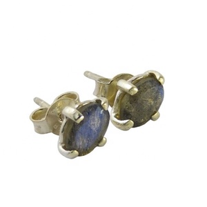 Custom 925 Sterling Silver <b>Fine</b> <b>Stud</b> <b>Earrings</b> Labradorite Gemstone For Women And girls Manufactured Jewelry Supplier & Exporter - Product Image 1