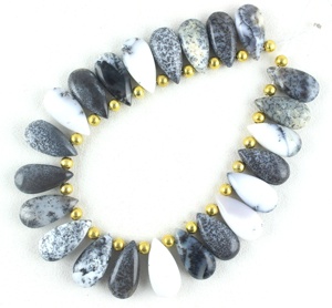 Pierre précieuse opale dendritique naturelle, forme de poire lisse, perles de Briolette, fabrication de bijoux faits à la main, vente en gros - Product Image 2