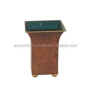 Jardinière en métal Jardinière en forme d'antiquité Jardinière en métal décorative pour la maison Pot de fleur traditionnel fini rouge foncé - Product Image 5