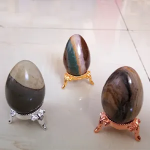 Uova di agata con supporto pietra curativa naturale all'ingrosso per la meditazione e la guarigione Reiki della pietra preziosa di energia positiva
