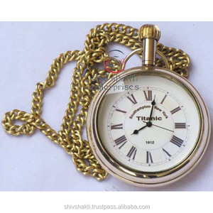 Reloj de bolsillo Titanic, de latón decorativo, con cadena de diseñador, coleccionable, náutico - Product Image 2