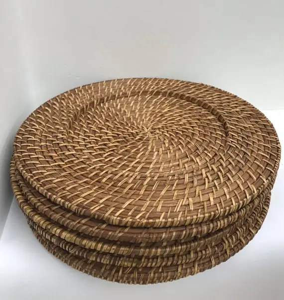 Carregador placa mat rattan do vintage