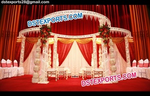Ensemble de mandap doré pour mariage hindou traditionnel, fabricant d'ensembles de mandap pour mariage indien, mandap en fibre de cristal pour mariage à vendre au Canada - Product Image 4