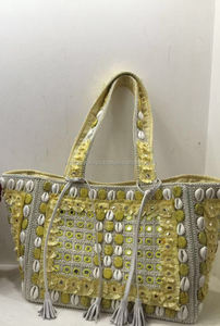 Designer Handmade Handloom Fabric with Shels Lady Shoulder <b>Handbag</b> Wholesale 2017 - Product Image 2