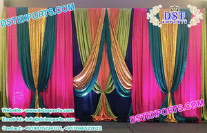 Lấp Lánh <span class=keywords><strong>sequin</strong></span> sân khấu đám cưới bối cảnh rèm cửa đám cưới Ấn Độ Mehndi sân khấu bối cảnh đám cưới thêu con công bối cảnh - Product Image 2
