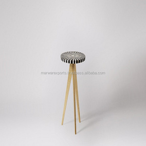 Taburete con incrustaciones de hueso de madera maciza hecho a mano, mesa auxiliar, muebles de sala de estar con uso General para el hogar - Product Image 5