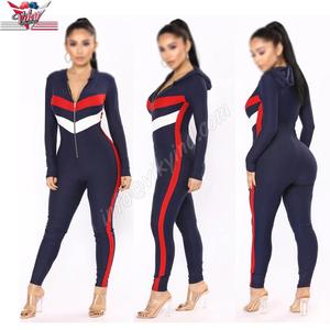 Monos de manga larga para mujer, traje de Sport con cuello de pico, de retales, ropa de calle, 2019 - Product Image 1