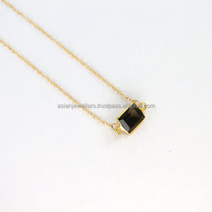 สร้อยคอเงินสเตอริง925ทำด้วยมือพร้อมควอตซ์สีทองแบบสโมควอทซ์สโตนฝังหนามเตยฝังอัญมณีธรรมชาติสำหรับเป็นของขวัญ - Product Image 1