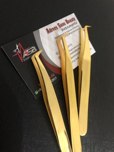 Pinzas de pestañas de volumen personalizado, pinzas de extensión de pestañas de etiqueta privada de acero inoxidable japonés sostenible chapadas en oro de 24 quilates - Product Image 3