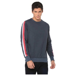 New Look, sudadera de cuello redondo verde sólido Unisex para hombre, Jersey de punto sostenible, Sudadera con capucha, rayas laterales bordadas, anticontracción - Product Image 1