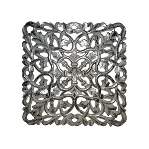 Panel de Arte de pared tallado en MDF plateado blanco hecho a mano para habitación, oficina, Panel de pared decorativo antiguo a precio de fábrica al por mayor - Product Image 1