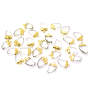 Pendentif en cristal de quartz de 13 à 15 mm avec bélière en forme de corne plaqué or pour la fabrication de bijoux - Product Image 2