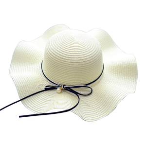 Perle Décoration Nouveau Parasol Dames Plage Chapeaux <span class=keywords><strong>De</strong></span> <span class=keywords><strong>Paille</strong></span> pour Femmes Chapeaux <span class=keywords><strong>De</strong></span> Mode Avec Perle Décoration - Product Image 4