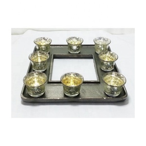 เชิงเทียนเชิงเทียนแก้วแบบคลาสสิกสีสำหรับตกแต่งบ้านพร้อมเทียนหอม - Product Image 1