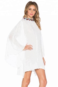 2024 ผู้หญิงฤดูร้อนแฟชั่นยอดนิยมอินเดีย Handmade ดอกไม้เย็บปักถักร้อยแขนยาวผู้หญิงกระโดดคอแยกสวมใส่สบายๆด้านบน - Product Image 3