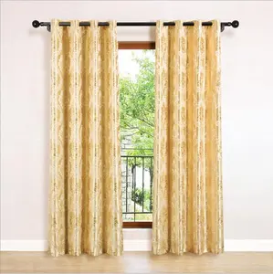 Europea moderna Oro Jacquard Tessuti Di Lusso Giallo Semi-blackout Tende Per Soggiorno camera Da Letto di Windows