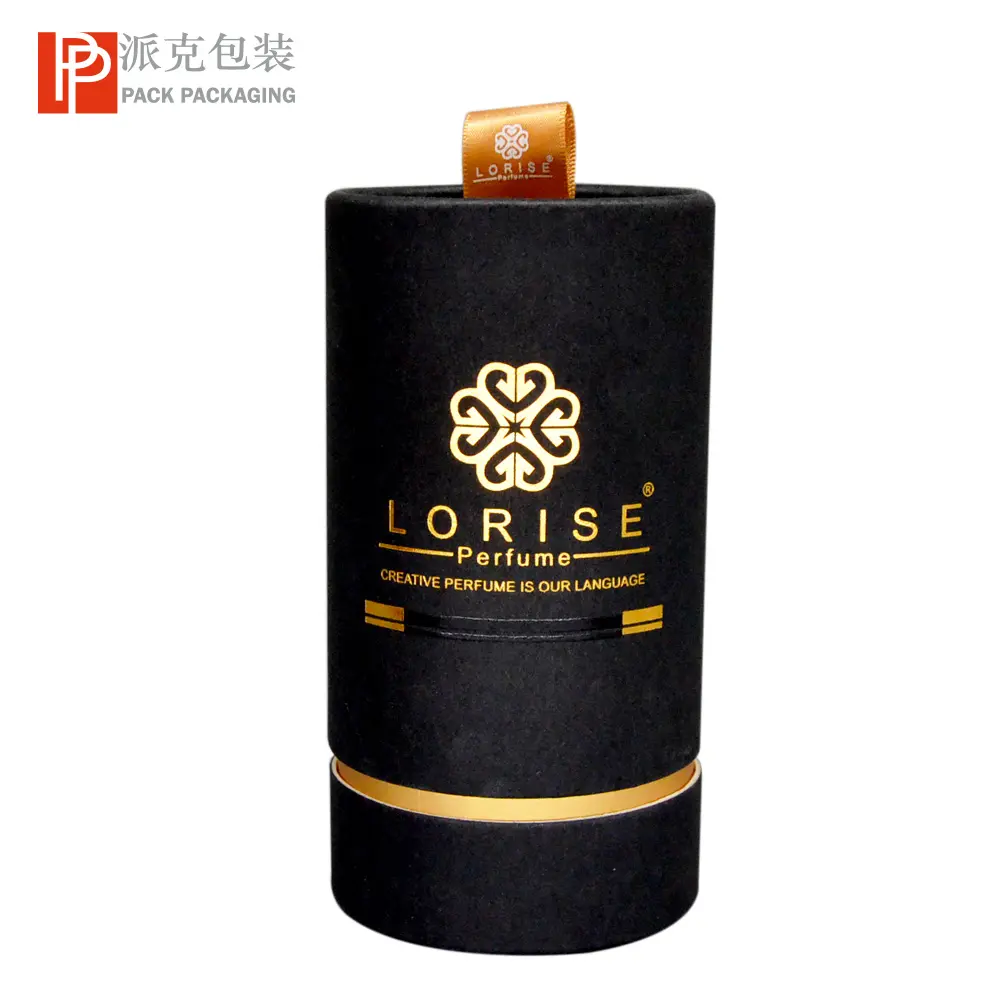 Embalagem de perfume para presente, embalagem fosca redonda e preta para perfume de óleo essencial