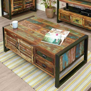 Elegant Solid <b>Reclaimed</b> Wood Coffee <b>Table</b> Handcrafted for Home Use Living Room Cabinets - Product Image 2