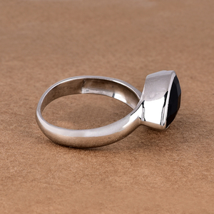 natural dyed black onyx gemstone solid 925 sterling <b>silver</b> <b>adjustable</b> <b>ring</b> - Product Image 3