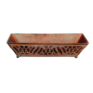 Rusted <b>Garden</b> <b>Planter</b> Home Decorative Embossed Design Ancient Metal <b>Planter</b> and Flower Pot Rectangle Shape <b>Large</b> Flower Pot - Product Image 1