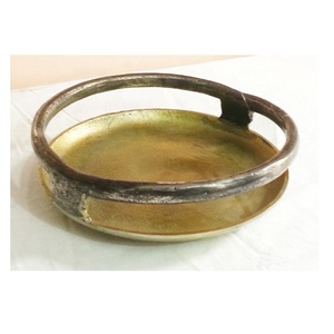 Venta caliente nuevo estilo de lujo comedor Mesa decorativa comida frutas té café bandeja para servir Metal hecho a mano logotipo personalizado - Product Image 1