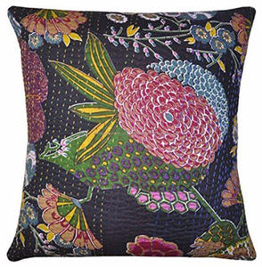 Funda de cojín Kantha hecha a mano, decoración de sofá de algodón cuadrado Floral, técnica tejida para uso doméstico, Hotel y Hospital - Product Image 5