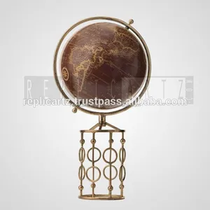 Globe terrestre éducatif en laiton Art Déco - Globe de bureau traditionnel, durable, fait main et respectueux de l'environnement pour les étudiants et les enseignants de géographie - Product Image 1