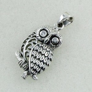 925รูปนกฮูกเงินสเตอร์ลิงจี้หินเซอร์โคเนียสำหรับทุกเพศอินเดีย - Product Image 3