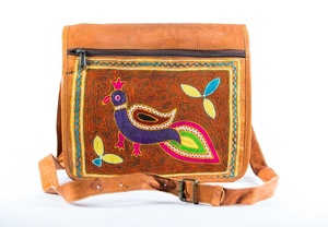 Bolso bandolera de cuero genuino para mujer, estilo Vintage, bordado a mano, cierre de cremallera, portátil para primavera y otoño - Product Image 2