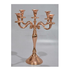 Élégant Porte-Bougie à 5 Bras en Métal Fait Main Marque IHA Finition Or Cuivre Noir Fer pour Décoration de Maison Mariage Noël - Product Image 1