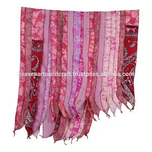 Élégant Chic Vintage Écharpe En Soie Multi Couleur Châle Étole Sari Patches Écharpe Réversible Écharpe Rayée Colorée Panneau En Soie Vintage - Product Image 3