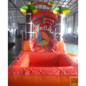 Venta al por mayor de fábrica: Nuevo diseño de tobogán acuático inflable comercial <span class=keywords><strong>con</strong></span> forma de palmera naranja y <span class=keywords><strong>casa</strong></span> de rebote <span class=keywords><strong>con</strong></span> <span class=keywords><strong>piscina</strong></span> desmontable. - Product Image 1