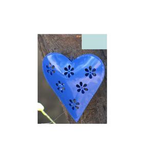 Adorno Colgante de Corazón de Hierro con Acabado en Color Azul, Decoración Colgante de Metal con Diseño de Corazón y Recubrimiento en Polvo Azul - Product Image 1