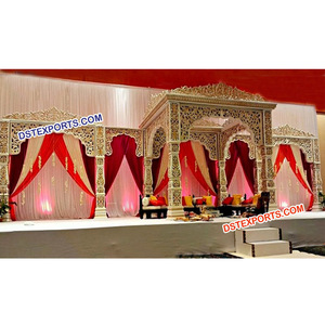 Mandap de mariage au design unique, mandap en fibre dorée, mandap décoratif pour mariage indien, décoration d'événements en Caroline du Sud - Product Image 1