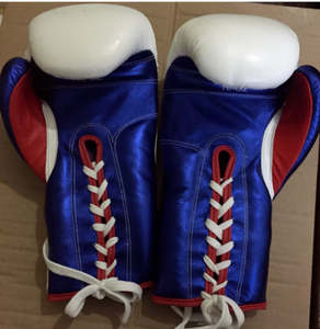 ถุงมือมวยหนังคาวไฮด์มวยไทย8ออนซ์ใหม่2024ออกแบบวงแหวนแบบผูกเชือกสำหรับฝึกกีฬา - Product Image 5