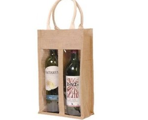 Vente en gros de sacs à vin en jute avec fenêtre en PVC disponibles dans toutes les tailles personnalisées sacs à main brodés sacs à provisions en jute - Product Image 4