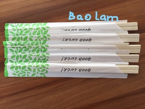 Alta calidad superior venta completa restaurante desechable nueva vajilla a granel palillos de bambú con cubierta de papel con logotipo - Product Image 3