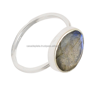 แหวนเงิน925อัญมณี CAB labradorite ทรงรีแหวนเงินแฟชั่นคลาสสิกแหวนชุบเงินสำหรับวันครบรอบแต่งงานสำหรับผู้หญิง - Product Image 2