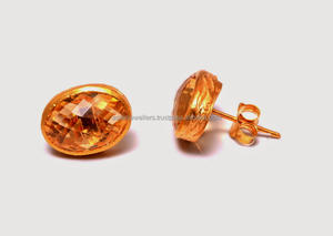 925 <b>Sterling</b> <b>silver</b> Golden Topaz Quartz Gemstone Vermeil <b>drop</b> <b>Earrings</b> - Product Image 2