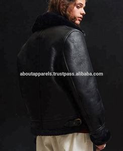 แจ็คเก็ตหนังแกะสไตล์ลำลองสำหรับผู้ชาย แบรนด์ OEM แต่งขอบหนังสีน้ำตาล ดีไซน์แบบแพทช์เวิร์คสำหรับฤดูหนาว ระบายอากาศได้ดี กันลม มีไซส์ใหญ่ พร้อมซิป - Product Image 3